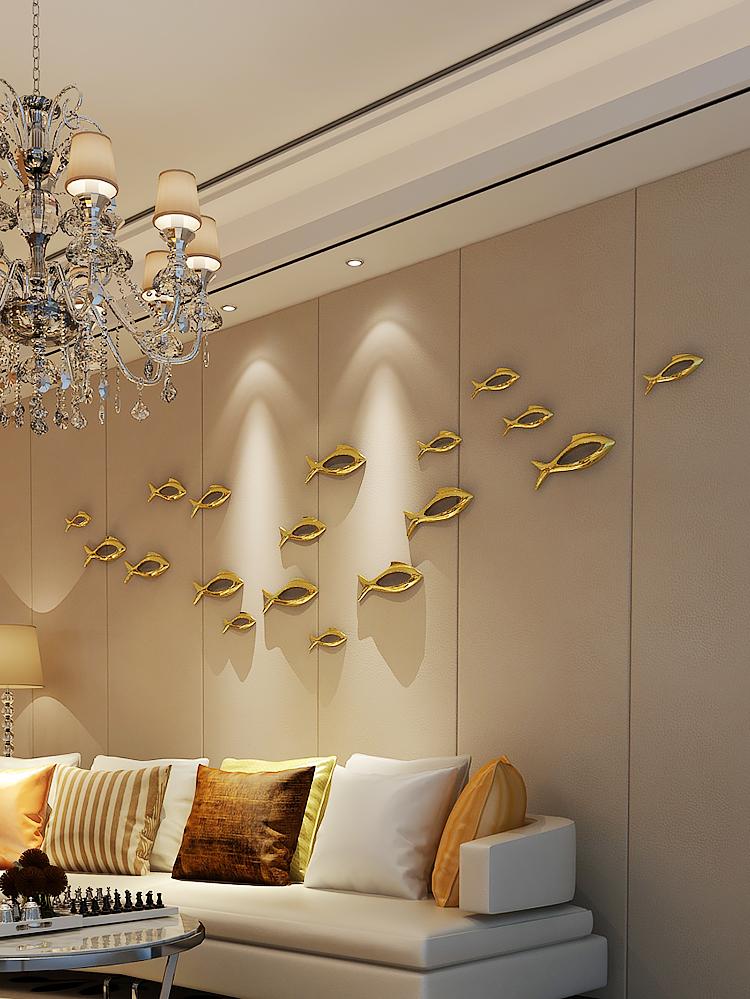 Настенный декор Креативное пластиковое гальваническое покрытие 3D Рыба Украшение для дома Гостиная Фон для дивана Настенное украшение Подвесной декор