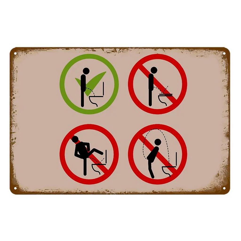 Metal Tin Signs Restroom Toilet Wall Decoration Plaque Vintage Art Poster Iron Painting for Man Cave Home Cafe Bathroom Club