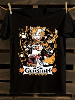 Футболка с графическим принтом Горо из Genshin Impact