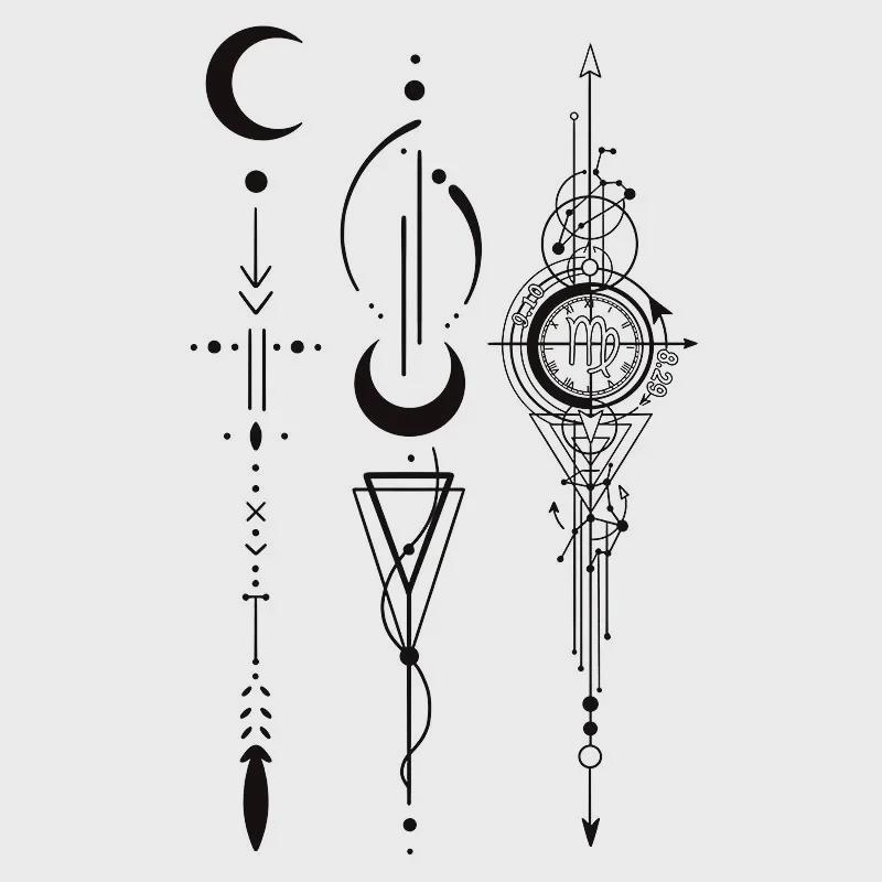 Moon Mark Geometric Herbal Tattoo Stickers - Waterproof, Durable & Stylish for Men & Women