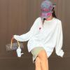 New Arrivals Open Run Women HearT Long Sleeve T shirT Oversized Colorblock Back