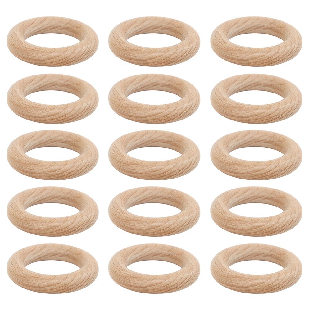 30Pcs Wooden Ring Beech Wood Craft Wood Ring Accessory Set Kit for DIY Home Decoration 7cm 2.76in