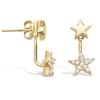 [P5032] - Gold Plated 'Stars' White Gold Lobe Contour Earrings - 20x10 Mm