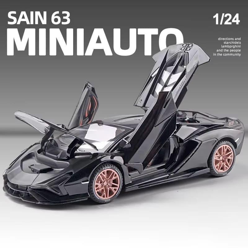 New 1:24 Lamborghini Sian FKP 37 Car Sports Car Model Diecast Sound Super Racing Car Lifting Tail Wing Hot Sale Wheels Children Boys Gift