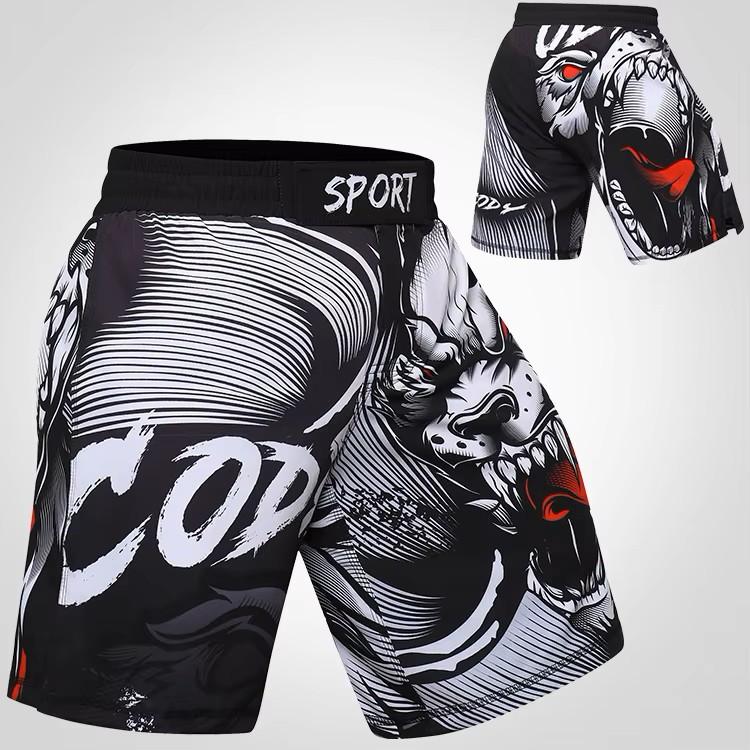 Шорты ММА Муай Тай Кикбоксинг Унисекс Мужские Женские Тренировочные Быстросохнущие Принт Эластичный Пояс Спортзал Фитнес Тренировки
