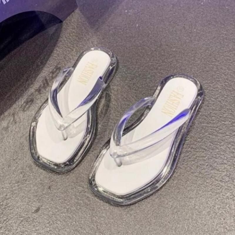 New Arrivals Open Run Women Summer Transparent Color Block Slippers