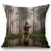 Cute Pug Pet Dog Pattern Car Decorative Throw Pillow Case German Hound Print Cotton Linen Sofa Chair Cushion Cover Cojines