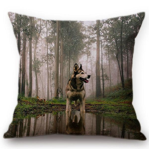 Cute Pug Pet Dog Pattern Car Decorative Throw Pillow Case German Hound Print Cotton Linen Sofa Chair Cushion Cover Cojines