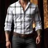 Men S Loose Fit Long Sleeve Turn Down Collar Casual Shirt