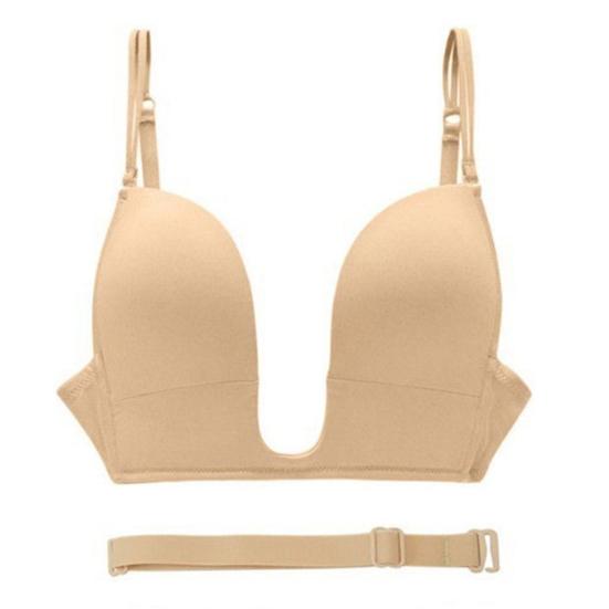 Женский бюстгальтер U-образной формы Push-up Wireless 45355 Cup Anti-exposure Non-slip Low-Cut Dress Matching Back Beautyifying Invisible Bra
