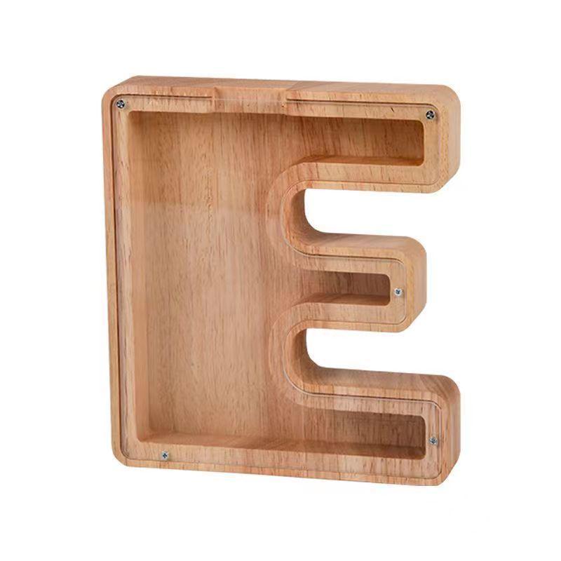 Деревянная мультяшная копилка с алфавитом - Прозрачная коробка для монет, украшение, подарок