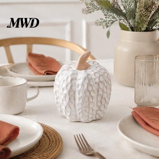 Autumn Harvest Table Centerpieces Ceramic Pumpkin Fall Centerpiece, Realistic Fake Figurine Modern Room Ornaments for Halloween Thanksgiving, Kitchen