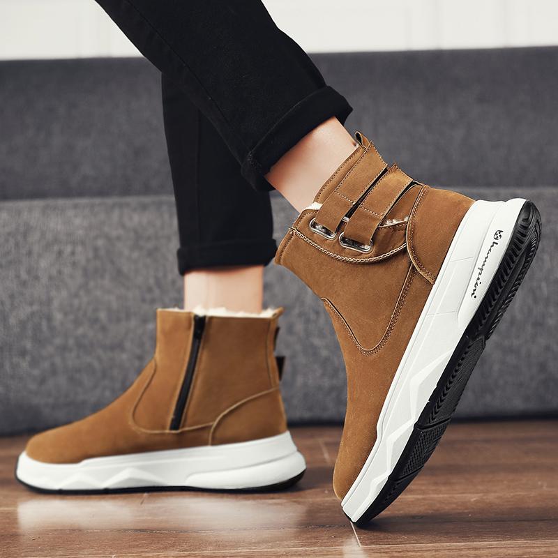 Зимние мужские толстые и мягкие теплые и модные хлопковые ботинки с высоким верхом на толстой подошве зимние ботинки повседневная хлопковая обувь