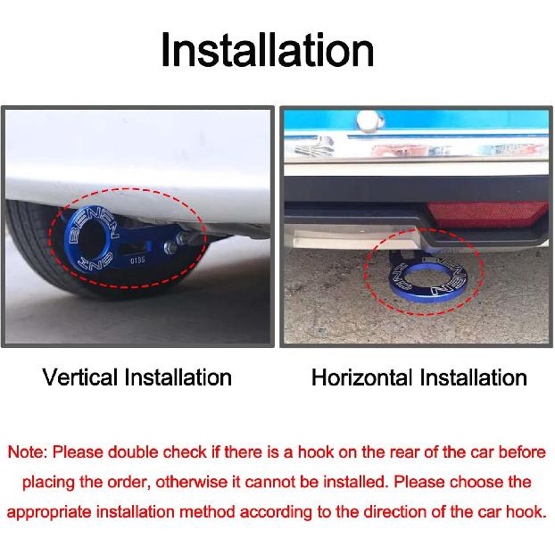Heart Horse Rear Tow Towing Hook For Universal Car, JDM Bumper Quick Release Auto Trailer Ring Aluminum Alloy, Improved Wiredrawing Anodizing (Black)