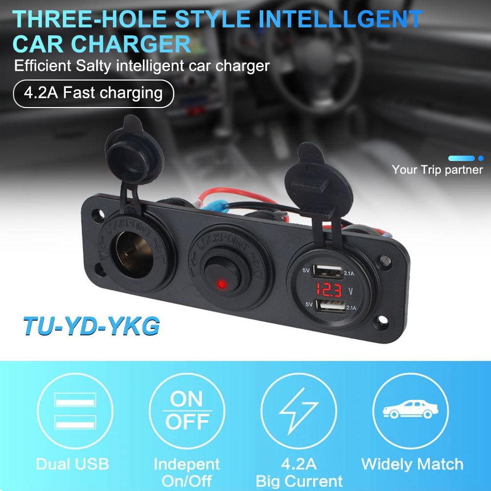 USB-разъем для зарядки со светодиодным вольтметром, разветвитель 12 В, USB C QC3.0, автомобильный прикуриватель с тумблером, панель переключателя PD, разветвитель