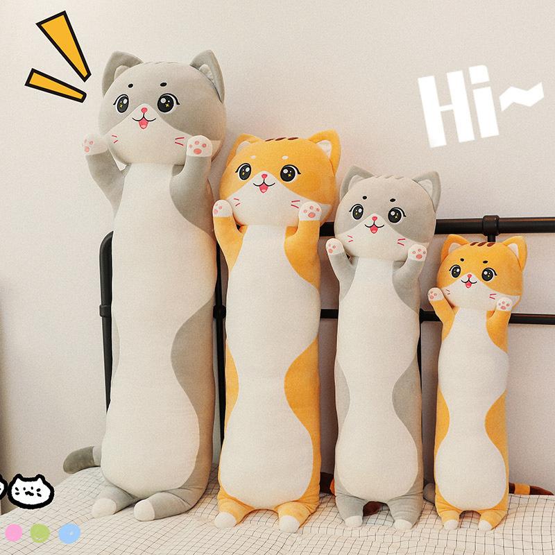 Подушка-игрушка в виде кота, длинная плюшевая игрушка-кот, подушка для кровати, милая кукла-кот, большая тряпичная кукла, подарок