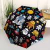 1pc Space Adventure Automatic Open/Close Umbrella with One-Touch Button, Compact Folding Canopy, Sturdy 8-Rib Windproof Design -024