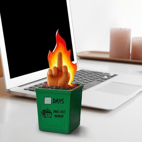 Статуя костра в мусорном контейнере, забавный средний палец, украшение для костра, забавный костер, декор для стола, домашний офис, розыгрыш, подарки