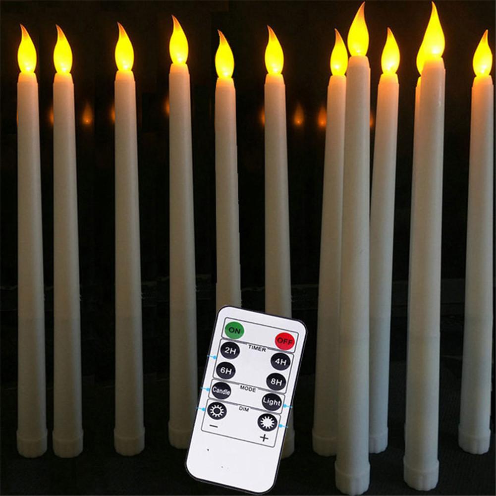 Christmas Led Long Candle Light Remote Control Flame Lamp Warm White Flameless Taper Candles For Party Table Decor