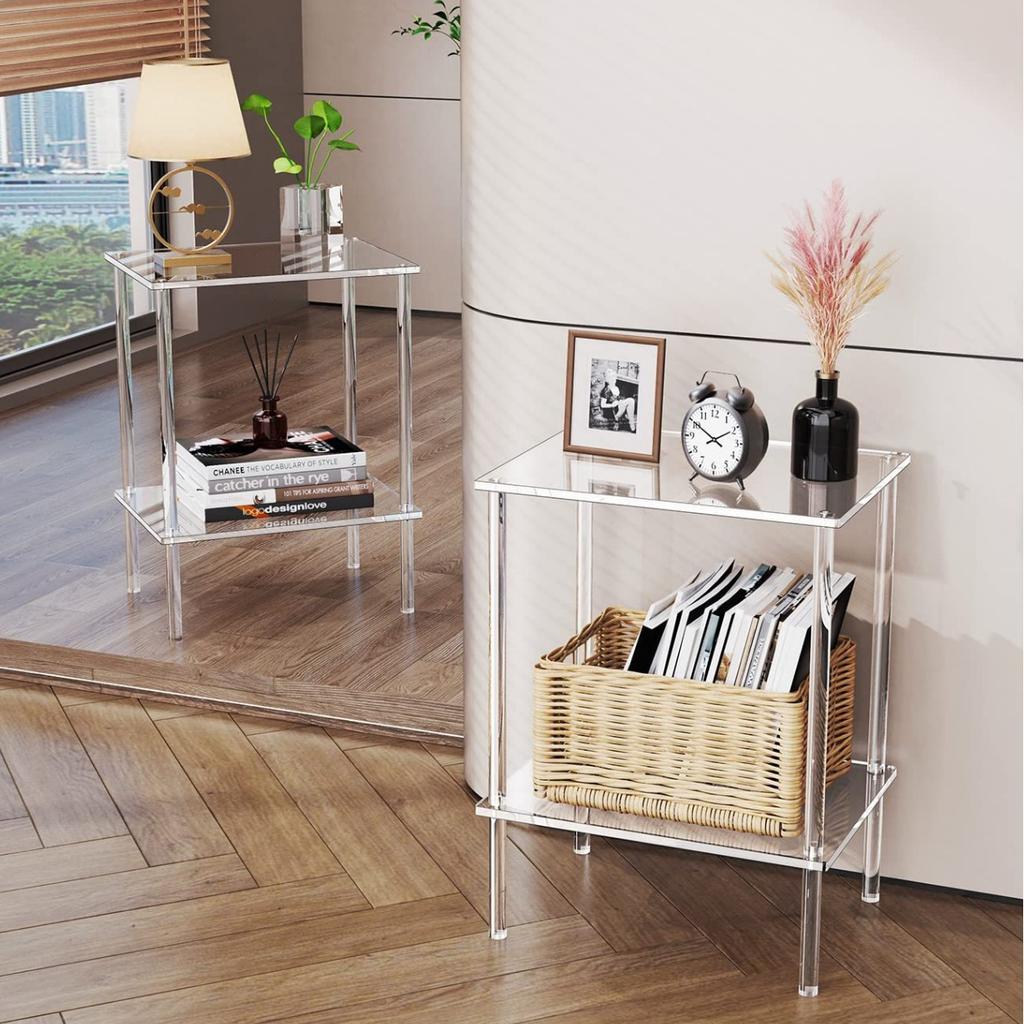 Acrylic Transparent Bedroom Bedside Table Sofa Side Table Living Room Bathroom Shelf Small Coffee Table