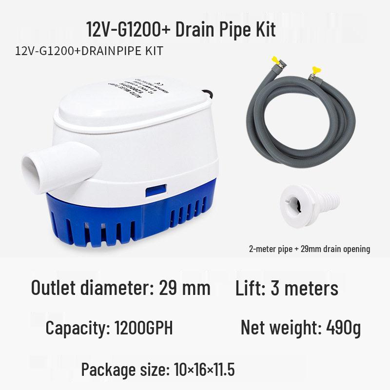 12V Automatic Marine Bilge Pump - Compact Submersible Yacht/RV Water Pump for Low Levels
