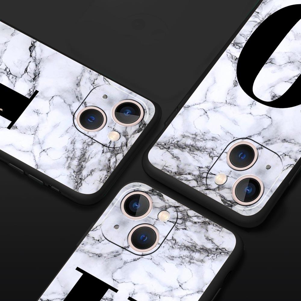 Буквы Цветок Английский Мраморный Чехол для Телефона Для iPhone 17 16 15 Pro Max 11 12 13 14 7 8 Plus SE 2020 X XR XS Чехол Мягкий Черный