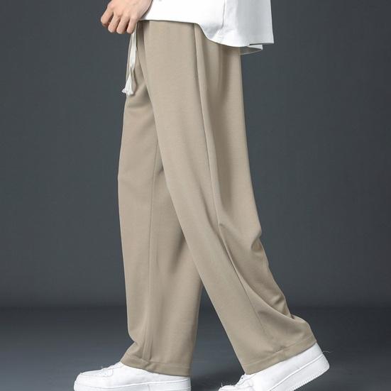 Men Sport Pants Loose Straight Wide Leg Drawstring Elastic Waist Soft Breathable Solid Color Gym Traning Jogging Sweatpants Full Length Trousers