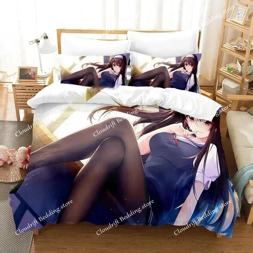 Комплект постельного белья с 3D аниме Saekano, пододеяльник, комплект постельного белья, пододеяльник, наволочка, одеяло размера king-size, комплект постельного белья для взрослых мальчиков