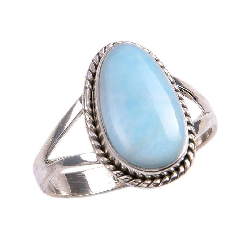 Natural Republic Larimar Gemstone 925 Solid Sterling Silver Gift Ring S.9 Q8M65
