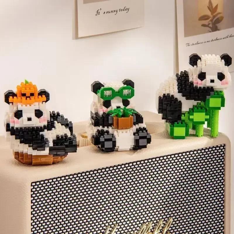 Non-Toxic Creative Mini Cute Panda Micro Building Blocks 3D Diamond Model Animals Bricks Diy City Construction Toys For Children Kids Gift