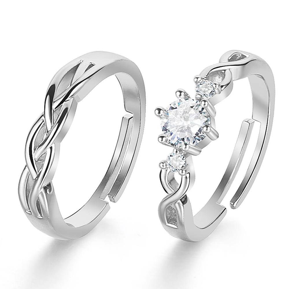 2023 Новая мода кольцо из 2 предметов Роскошный набор колец с бриллиантами унисекс Открытие Регулируемый изысканный подарочный набор колец Комбинация