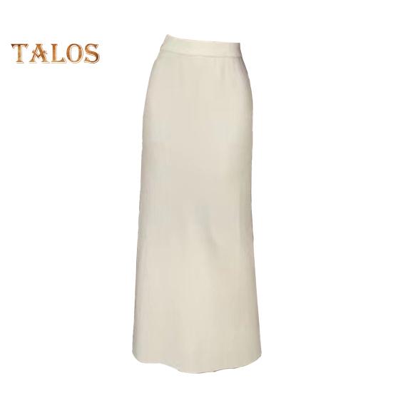 Женская макси-юбка с эластичной резинкой и высокой талией, длинная юбка с запахом на бедрах, однотонная повседневная трикотажная юбка для повседневной носки