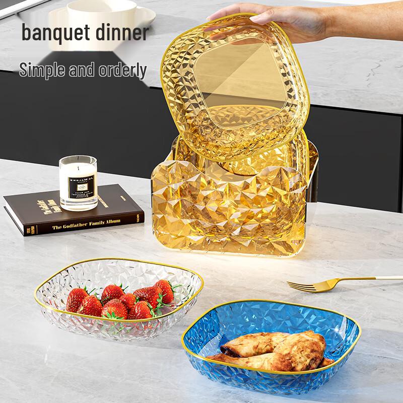 KANGMO Light Luxury White 3-Compartment Bone Spit Plates, 8-Pack