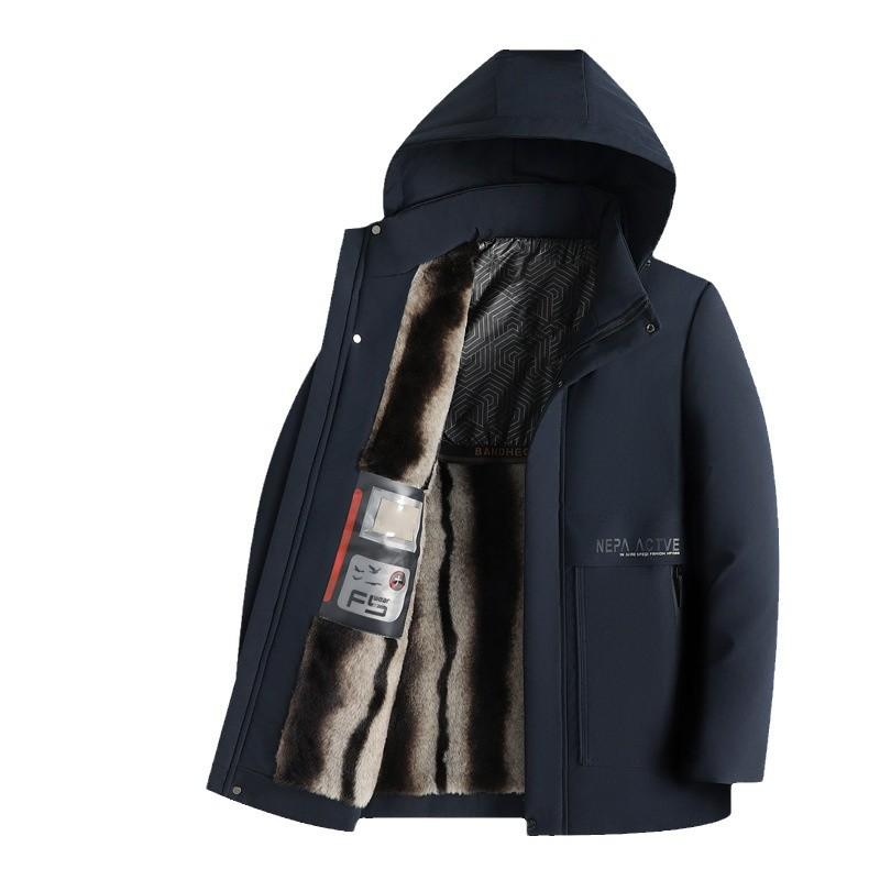 Autumn and Winter Fleece Thickened Detachment Cap Middle-aged Business Casual Cotton-padded Clothes