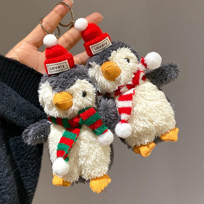 Cute Cartoon Peanut Christmas Penguin Plush Dolls Keychain Backpack Hangings Decoration Gifts