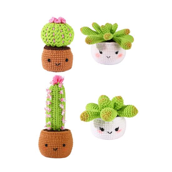 Набор для вязания крючком в форме кактуса для начинающих, набор плетеных материалов «сделай сам», стартовый набор для вязания крючком для взрослых и детей, принадлежности для вязания «сделай сам»