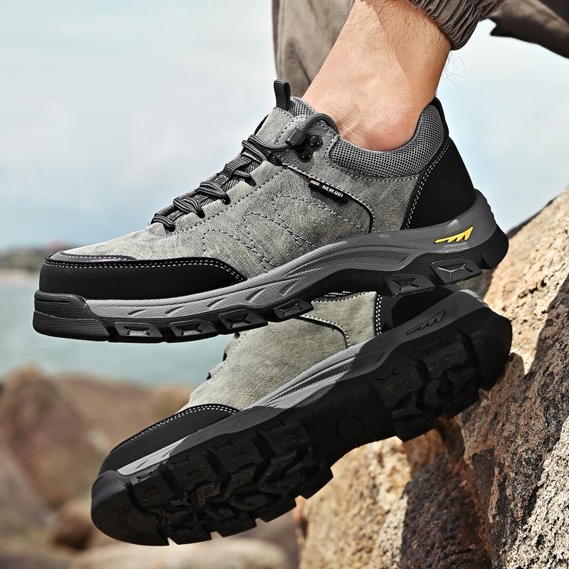 Autumn Men Outdoor Mountaineering Anti Slip Fashion Hiking Platform Wear-resistant Leather Casual Work Shoes Zapatillas Hombre