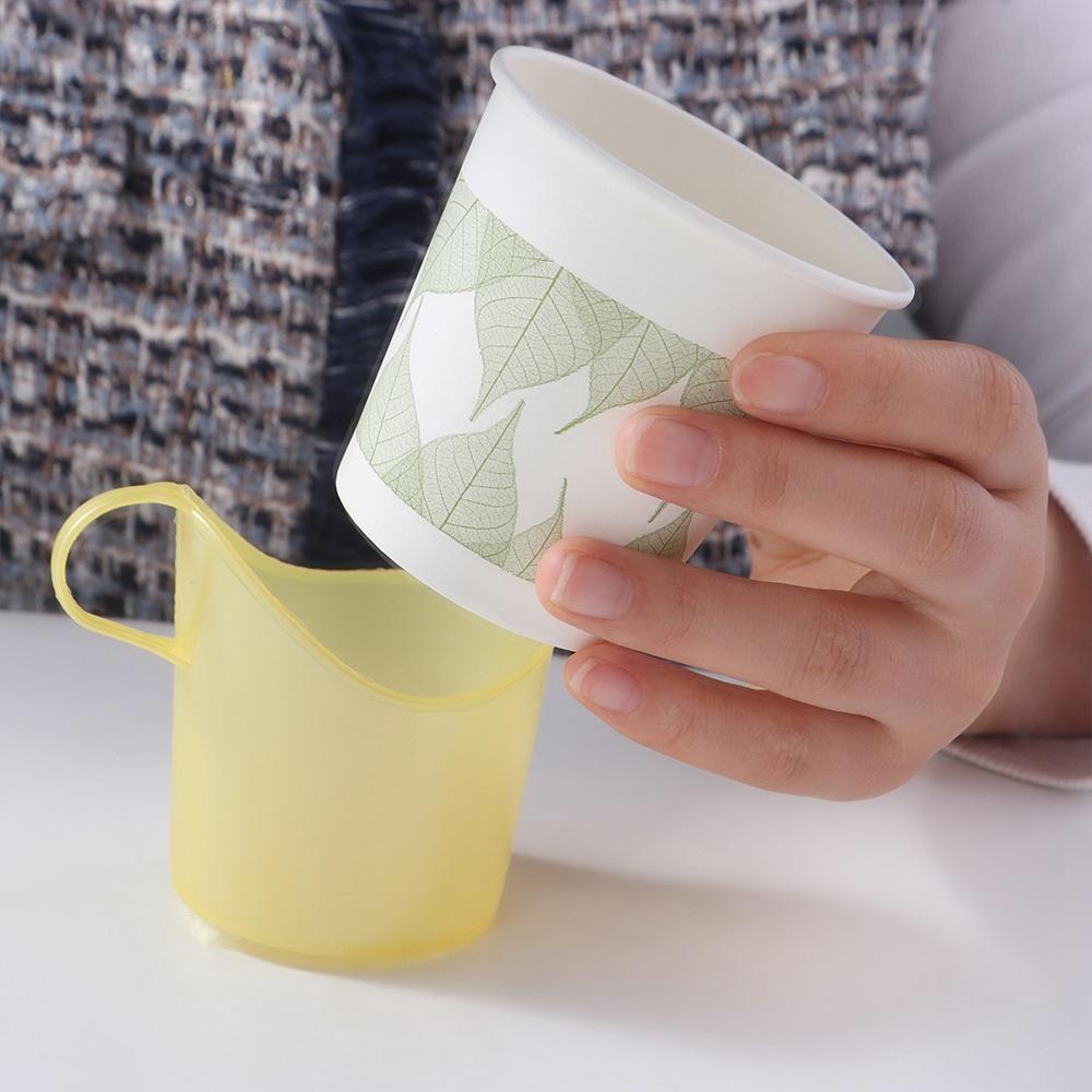 10pcs Anti-Scald Insulated Disposable Paper Cup Holder Plastic Paper Cup Stand Pantry