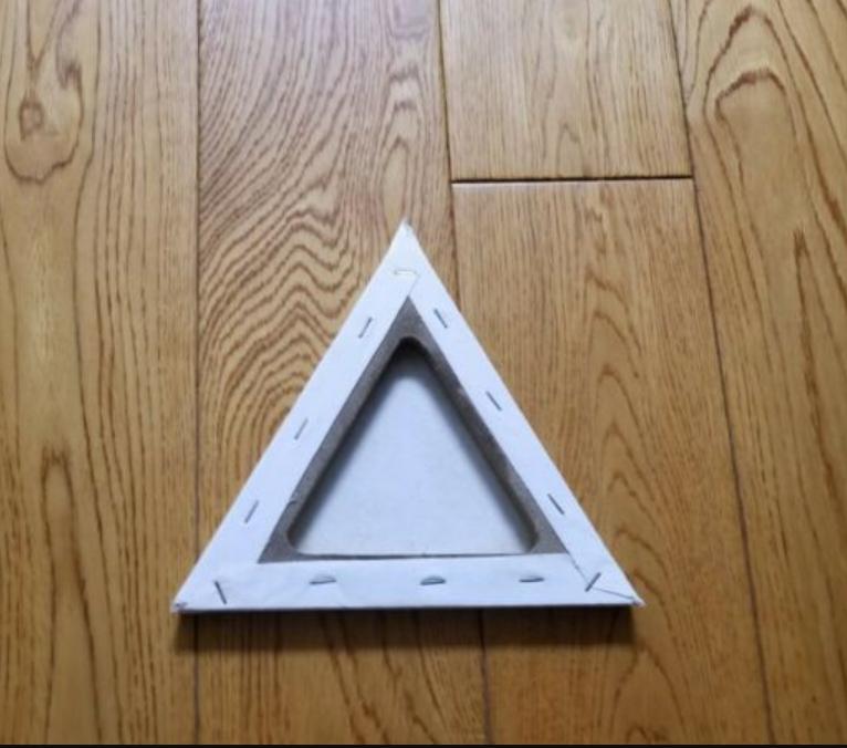 Треугольная деревянная коробка в рамке, пустая, натянутая на холст, акриловая масляная краска, доска
