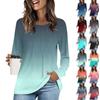 Women's T Shirt Tunic Tops Casual Long Sleeve Pleated Blouse Loose T Shirt Basic Round Neck Regular Top