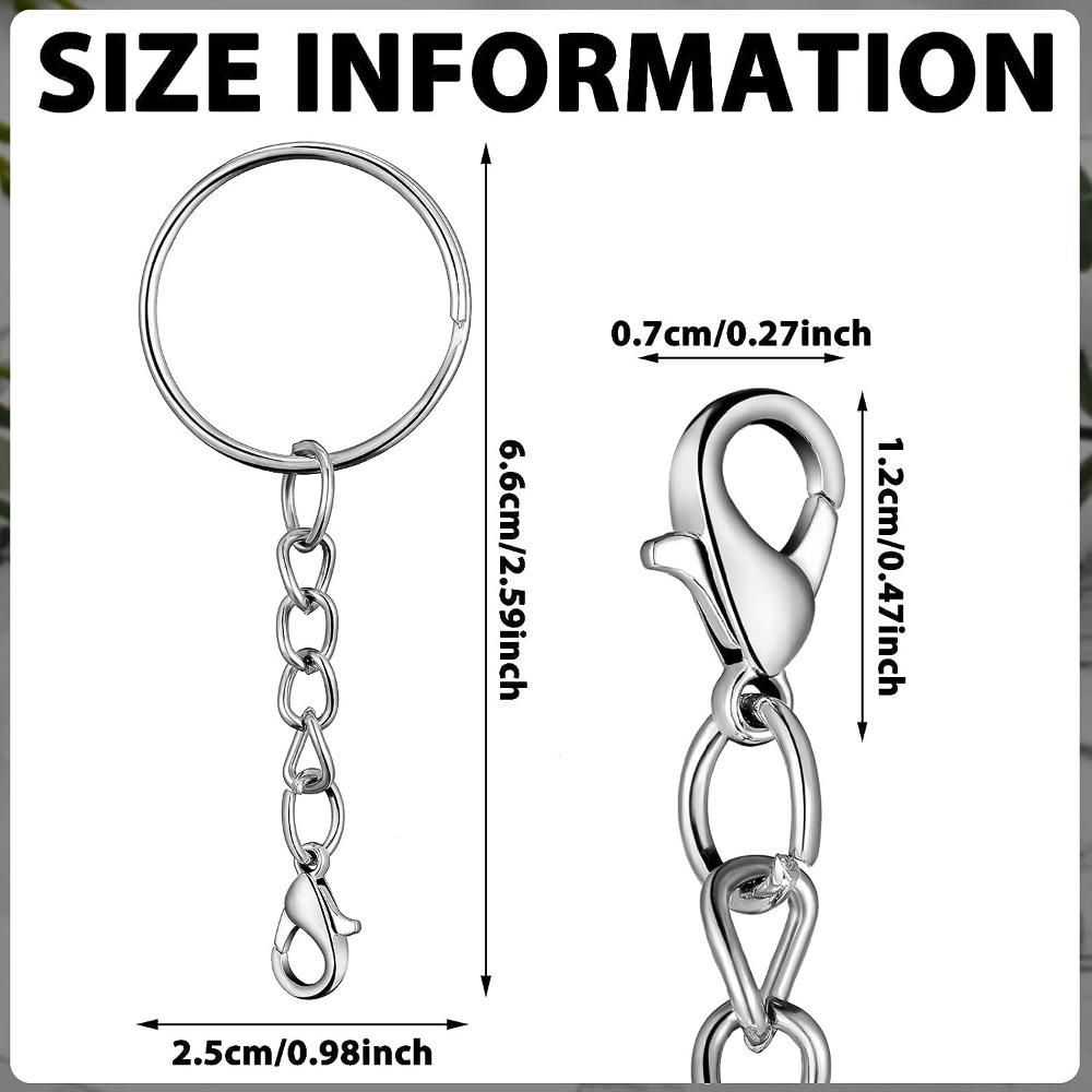 Серебряная цепочка для рукоделия 25 мм, комплект ключей, брелок для ключей, кольцо для ключей, принадлежности для изготовления ювелирных изделий