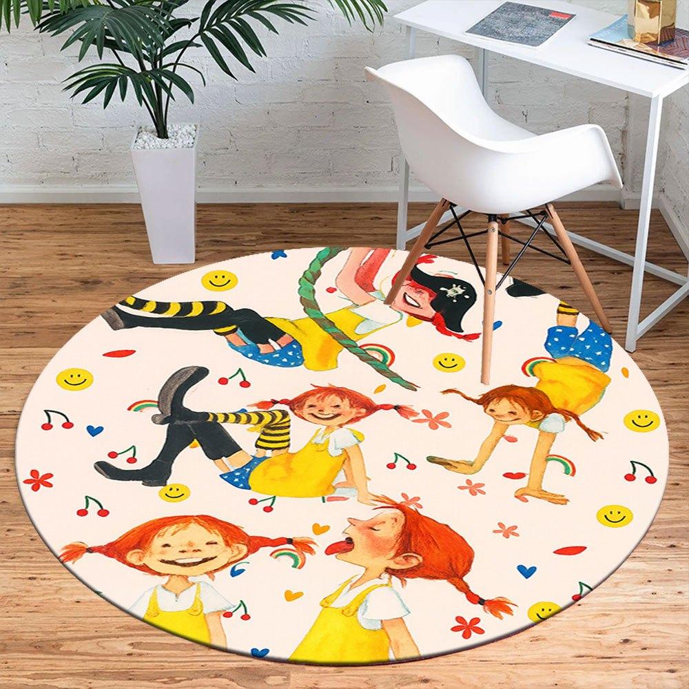 Happy Kids: Colorful Circular Wall Art for Playful SpacesRound Non-Slip chair mat chair carpet for office Rugs for Office Decor Gift For Valentine's D