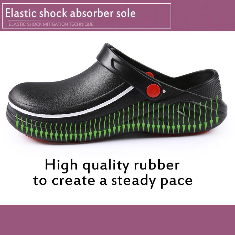 Black EVA Non-slip Waterproof Oil-proof Kitchen Chef Cook Shoes Hotel Slippers Work Sandals Shoes