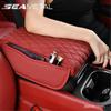 Car Armrest Cushion PU Leather Memory Foam Center Console Armrest Cover Pad With 2 Storage Pockets Armrest Support