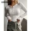 Autumn Women's Button Ribbed Slim Long Sleeve Knitwear