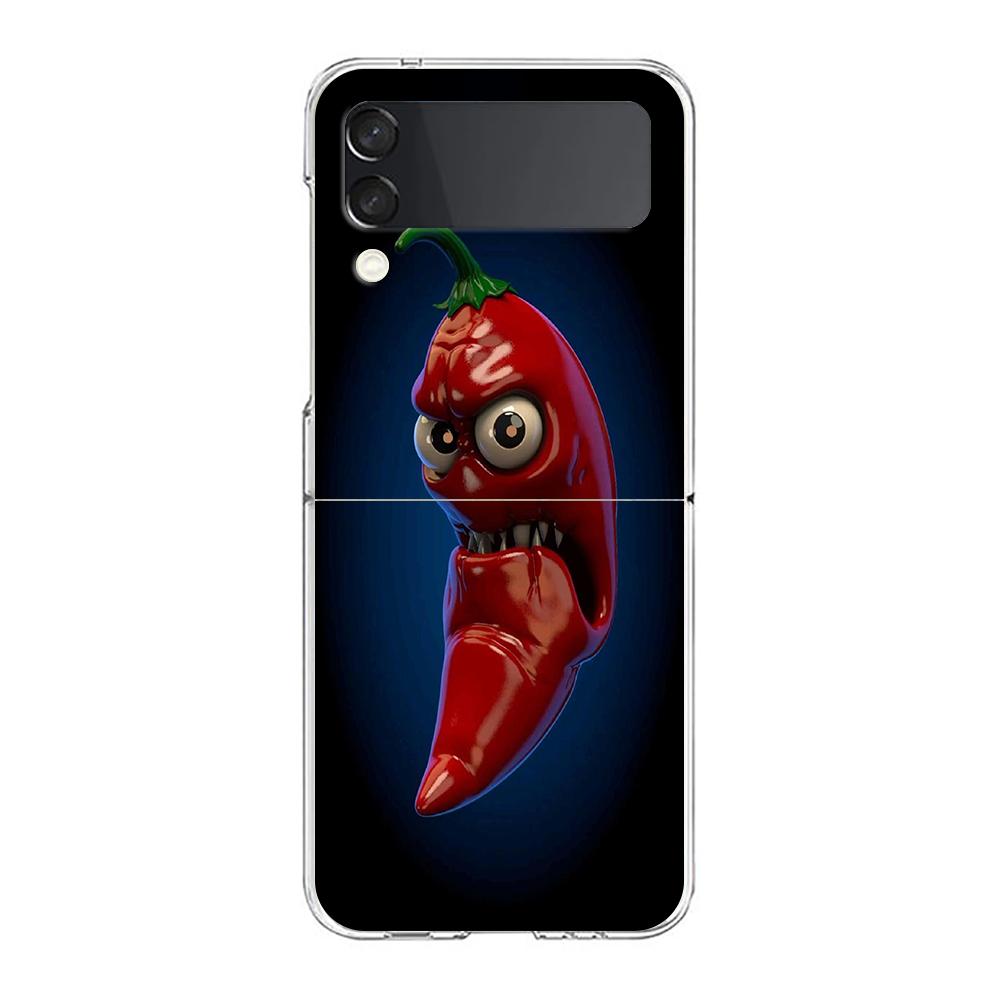 Чехол для телефона Samsung Galaxy Z Flip 6 5 4 Прозрачный для Samsung Z Flip 3 Жесткий ПК Складной корпус Красный перец Чехлы Сумки