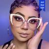 Cat-Eye Semi-Rimless Large Anti-Blue Light Eyeglass Frames, 2023 Retro Trend, European & American Style.