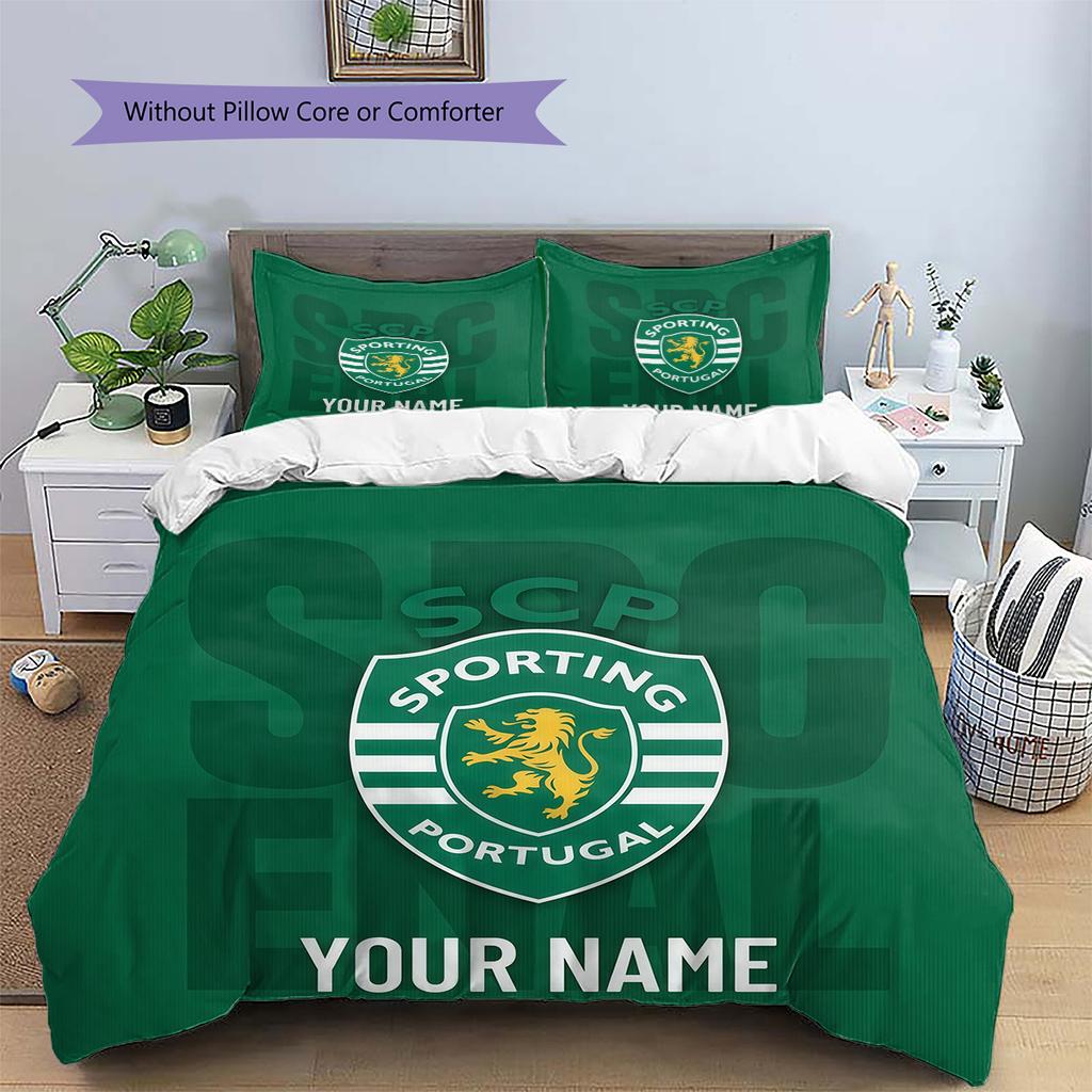 Custom Name Sporting CP Pattern Bedding Quilt Set Home Decoration Gift (1 * duvet cover + 2 * pillowcase without core)