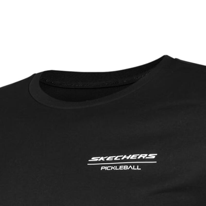 Skechers Мужская повседневная спортивная футболка с круглым вырезом, дышащая, охлаждающая, с коротким рукавом, с принтом, цвет Угольно-черный P224M105-0018