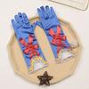Princess Cosplay Gloves Royal Blue Satin Gloves with Ruffles And Red Bow Girls Cosplay Gloves for Costume Parties Stage Performances